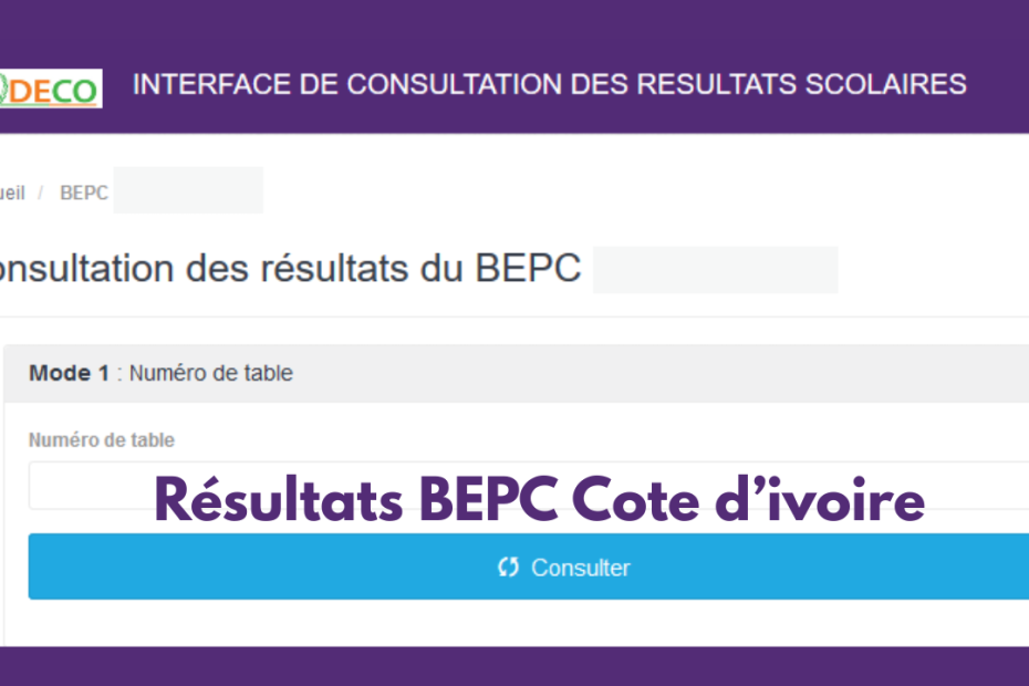 Cote d’ivoire Résultats BEPC Session 2026 Consultation des résultats Consultation des résultats de fin d'année