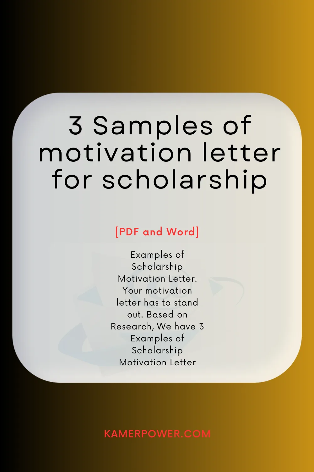 Sample of motivation letter for scholarship PDF and Word | Examples of Scholarship Motivation Letter