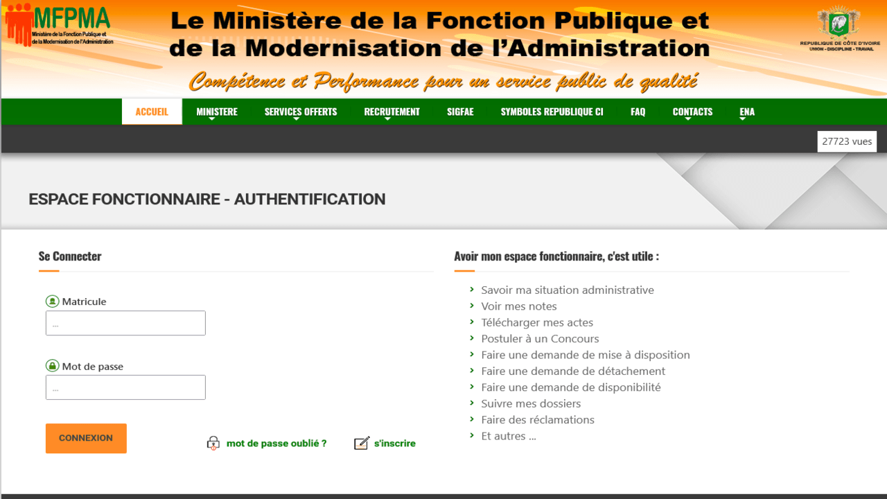espace fonctionnaire ci www.fonctionpublique.gouv.ci 20242025 espace