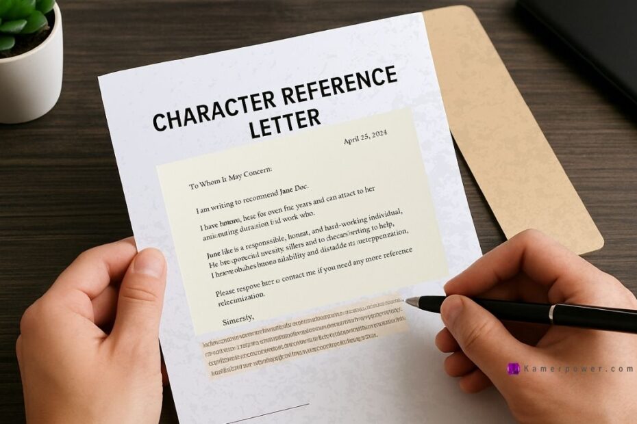 Sample Character Reference Letter or Personal Reference